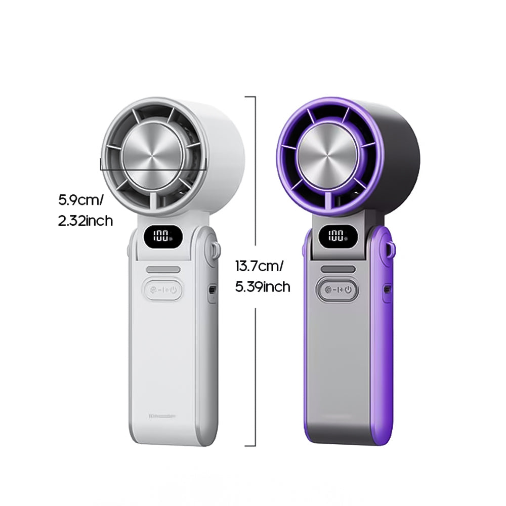 Foldable Rechargeable 3600mAh Portable Mini Handheld Fan with 100-Speed Stepless Turbo Air Cooling for Outdoor Travel